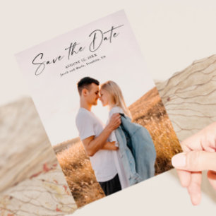Modern Script Photo Wedding Save The Date Magnetic Invitation