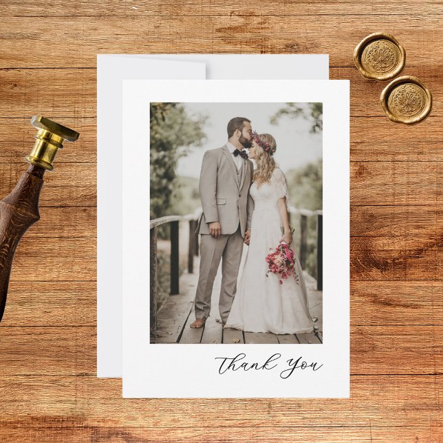Modern Script Photo Wedding Thank You Card (Creator Uploaded)