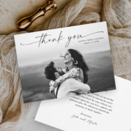 Modern Script Photo Wedding Thank You Card