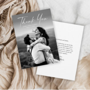 Modern Script Photo Wedding Thank You Card