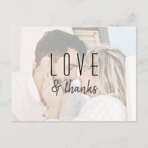 Modern Script Photo Wedding Thank You Postcard