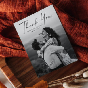 Modern Script Photo Wedding Thank You Postcard