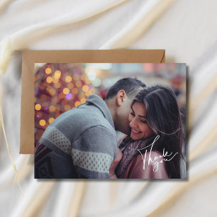 Modern Script Photo Wedding Thank You  Postcard