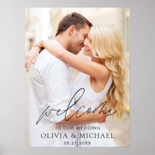 Modern Script Photo Wedding Welcome Elegant Foam B Poster