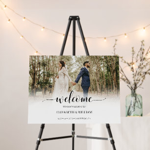 Modern Script Photo Wedding Welcome Sign