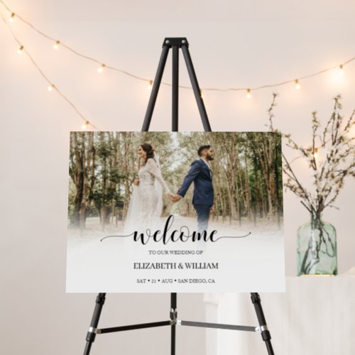 Modern Script Photo Wedding Welcome Sign
