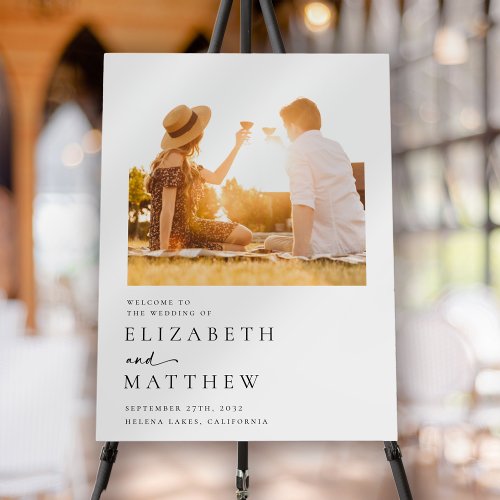 Modern Script Photo Wedding Welcome Sign