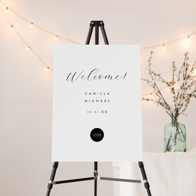 Modern Script Photo Wedding Welcome Sign Poster  (In Situ (Stand))