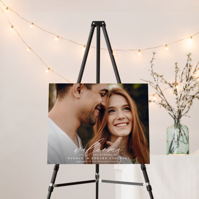 Modern script  photo welcome to the wedding foam board (In Situ (Stand))