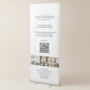 Modern Script Photo White Professional Business Retractable Banner