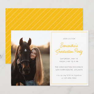 Modern Script Photo Yellow Graduation Party Invitation