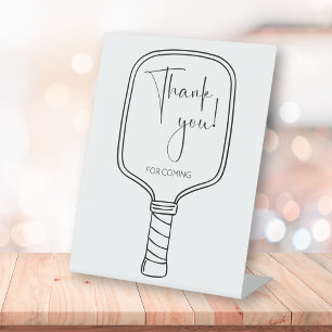 Modern Script Pickleball Bridal Shower Thank You Pedestal Sign
