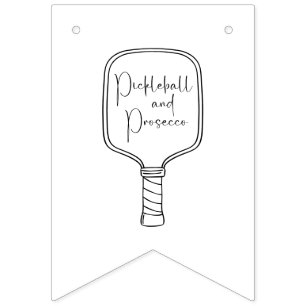 Modern Script Pickleball & Prosecco Bridal Shower Bunting Flags