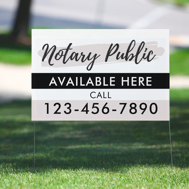 Modern Script Pink & Black Notary Business Yard Sign | Zazzle