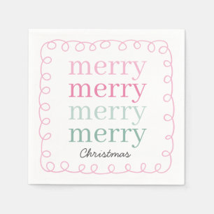 Modern Script Pink Merry Christmas  Napkins