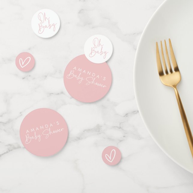 Modern Script Pink Oh Baby Simple Baby Shower Confetti (Group)