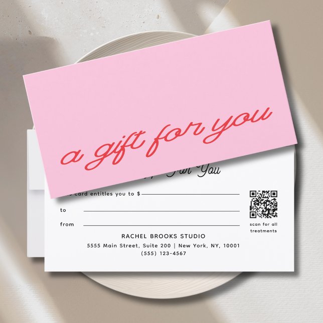 Modern Script Pink QR Code Gift Certificate (Modern Script Pink QR Code Gift Certificate)