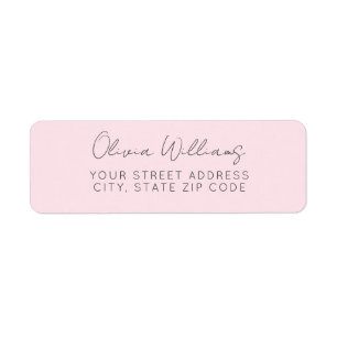 Modern Script Pink Return Address Label