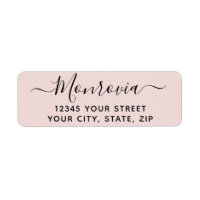 Modern Script Pink Return Address Label
