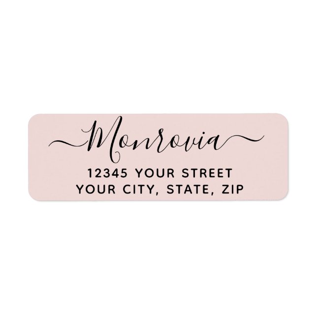 Modern Script Pink Return Address Label (Front)