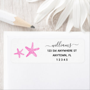 Modern Script Pink Starfish Return Address Label