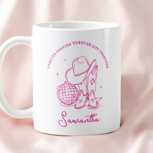 Modern Script Pink Western Disco Cowgirl Bff Coffee Mug