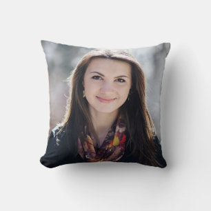 Modern Script Pink White Stripe Graduation Photo Throw Pillow