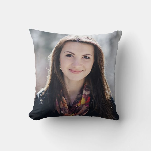 Modern Script Pink White Stripe Graduation Photo  Throw Pillow (Front)