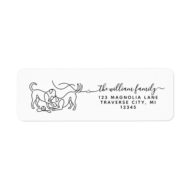  Modern Script playing dog silhouette  Label (Front)