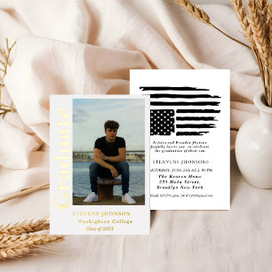Modern script Police photo graduation invitation Foil Invitation