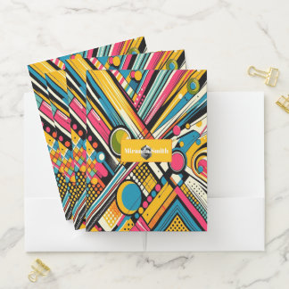 Modern Script Pop Art Logo Name Stylish Abstract  Pocket Folder