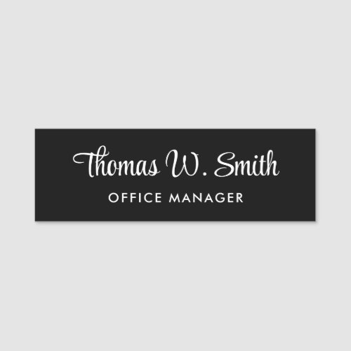 Modern Script Professional Black Name Tag