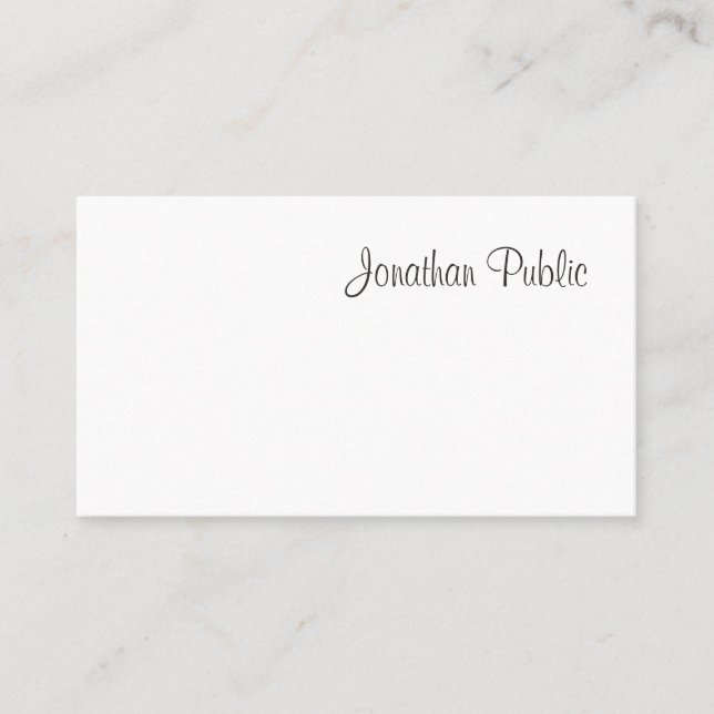 Modern Script Professional Cool Simple Plain Top Business Card (Front)