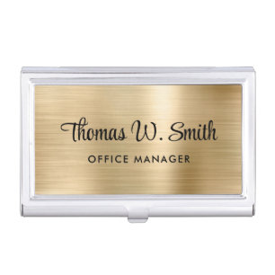 Modern Script Professional Gold Business Card Case