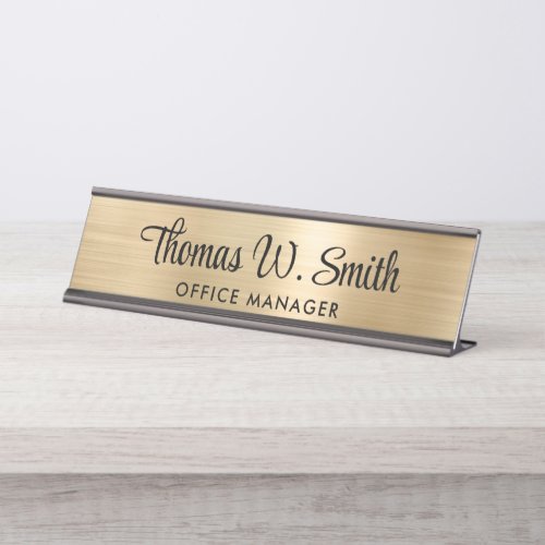 Modern Script Professional Gold Desk Name Plate