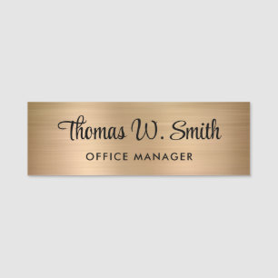 Modern Script Professional Gold Name Tag