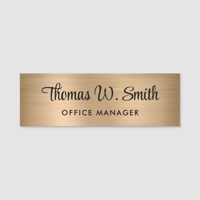 Modern Script Professional Gold Name Tag (Front)
