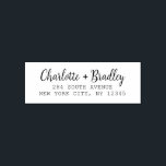 Modern Script Professional Personal Return Address Self-inking Stamp<br><div class="desc">Modern Script Professional Personal Return Address Self Inking Stamp features your custom name or company name in an elegant calligraphy script your return address below. Perfect for wedding invitations, bridal showers, bachelorette party, baby shower, birthday party, save the date, RSVP, Christmas cards, holiday cards, corporate party invitations and events. Designed...</div>
