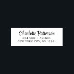 Modern Script Professional Personal Return Address Self-inking Stamp<br><div class="desc">Modern Script Professional Personal Return Address Self Inking Stamp features your custom name or company name in an elegant calligraphy script your return address below. Perfect for wedding invitations, bridal showers, bachelorette party, baby shower, birthday party, save the date, RSVP, Christmas cards, holiday cards, corporate party invitations and events. Designed...</div>