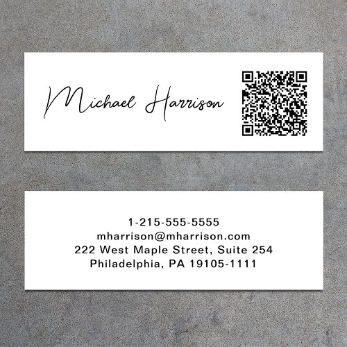 Modern Script Professional QR Code Mini Business Card