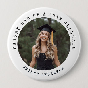 Modern Script Proud Dad Senior Photo Graduation  Button