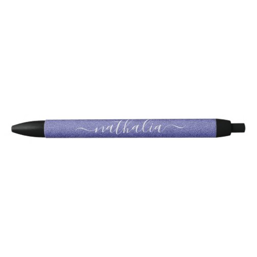 Modern Script Purple Foil Monogram Black Ink Pen