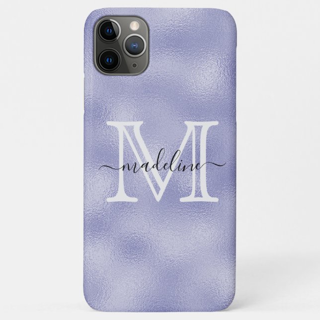Modern Script Purple Foil Monogram Case-Mate iPhone Case (Back)