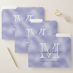 Modern Script Purple Foil Monogram File Folder