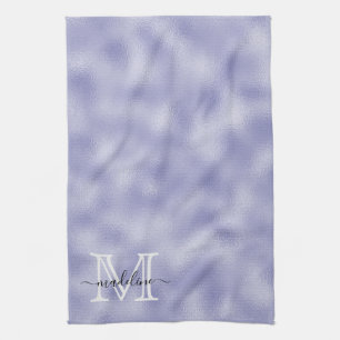 Modern Script Purple Foil Monogram Kitchen Towel