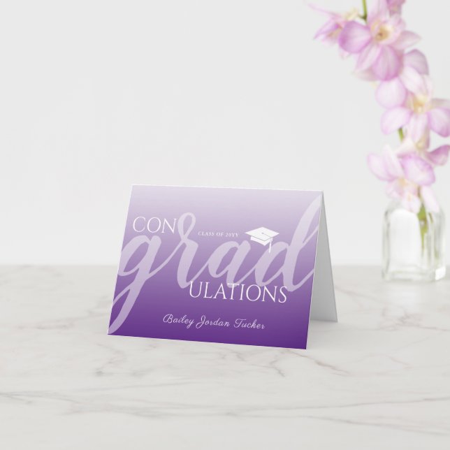 Modern Script Purple Graduation Congratulations Card (Orchid)
