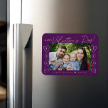 Modern Script Purple Valentine's Day Photo Magnet<br><div class="desc">Modern Valentine's day magnet featuring "Happy Valentine's Day" in a trendy white script with hand-drawn hearts along the sides of the design on a purple background. Your horizontal photo is displayed near the middle of the design. Personalize the Valentine's Day photo magnet by adding your name and the year in...</div>