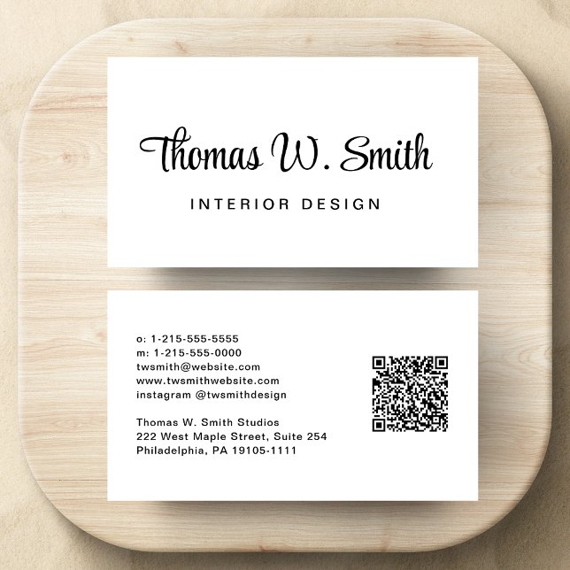 Modern Script QR Code Professional Business Card (Capture attention and make connections with our modern signature script QR code business card)