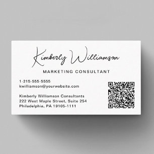 Modern Script QR Code Professional Business Card