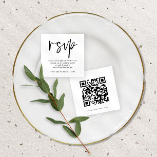 Modern Script QR Code Wedding Any Color RSVP  Enclosure Card